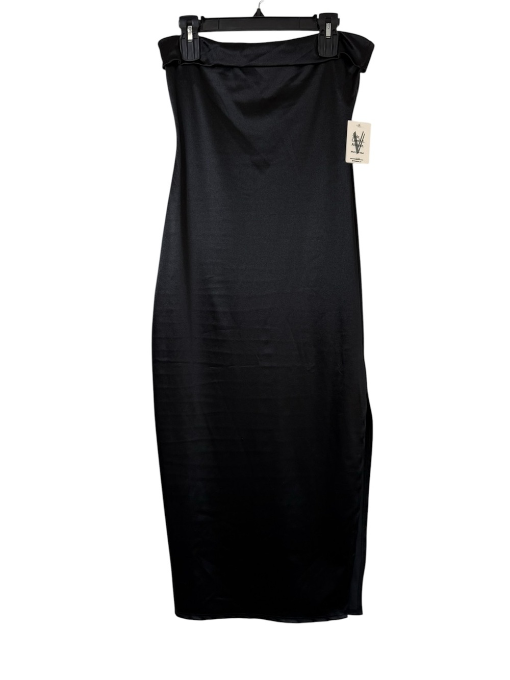 NWT Vibe Sportswear Black Strapless Side Slit Bodycon Dress Large